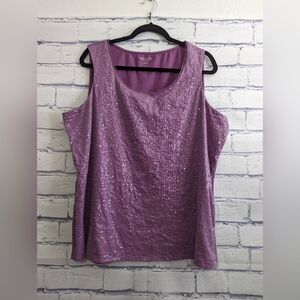 Coldwater Creek Lavender Sequin Tank Top Women's Size 2X